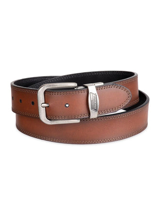 Men'S Two-In-One Reversible Black to Brown Double Stitch Belt (Regular and Big & Tall Sizes)