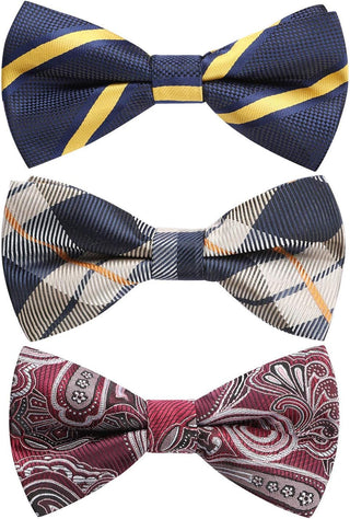 3/6 Pack Bow Tie Paisley Plaid Dot Pre-Tie Bow Tie