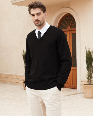 Men's Big and Tall Wool Blend V-Neck Sweater