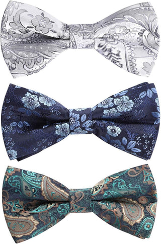 3/6 Pack Bow Tie Paisley Plaid Dot Pre-Tie Bow Tie