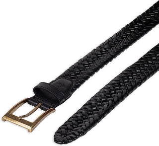 Plus Size Men's Big & Tall Leather Adjustable Double V-Weave Braided Belt