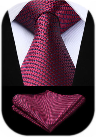 Plaid Checkered Tie Handkerchief Woven Classic Formal Men'S Necktie & Pocket Square Set