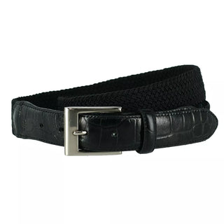 CTM Men'S Big & Tall Braided Elastic Stretch Belt with Croc Print End Tabs