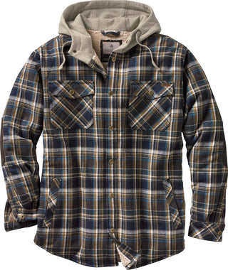 Big Mens Lined Hooded Flannel Shirt Jacket