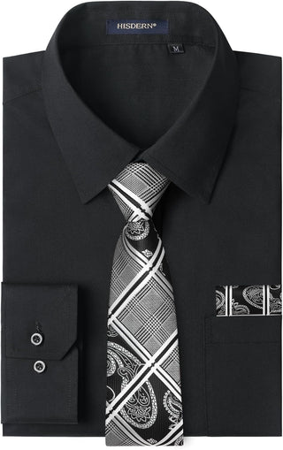 Big Men's Dress Shirt with Matching Tie and Handkerchief Set