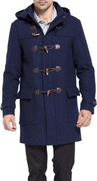 Big Men's Single Breasted Duffle Coat with Hood