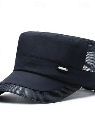 Men'S Flat Cap Sun Hat Trucker Hat Black Deep Blue Polyester Mesh Patchwork Fashion Casual Street Daily Plain Adjustable Sunscreen Breathable