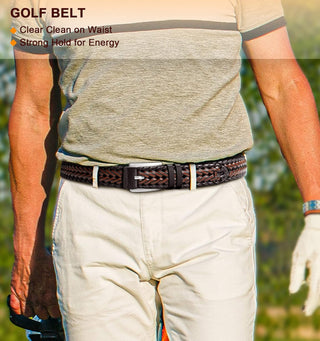 Big and Tall Leather Braided Belts for Men