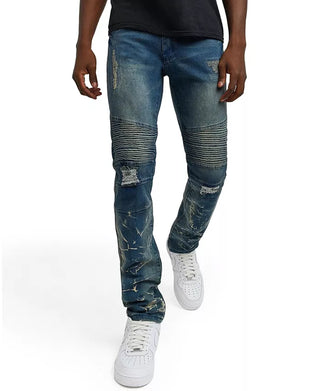 Men'S Big and Tall Mulberry Moto Skinny Denim Jeans