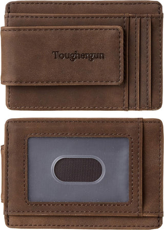 Leather Magnetic Front Pocket Money Clip Wallet