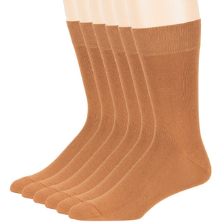 Big Mens Cotton Dress Big and Tall Soft Socks, Golden Brown, X-Large 13-15, 6 Pack