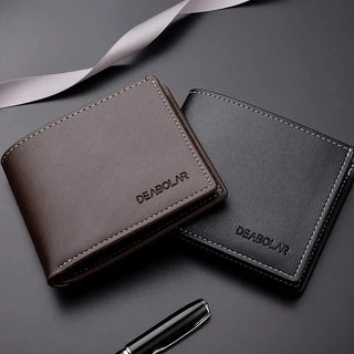 Men'S Casual Wallet Pu Leather Men Short Wallet Thin Style Folding Young Men Credit Card Holder Wallet