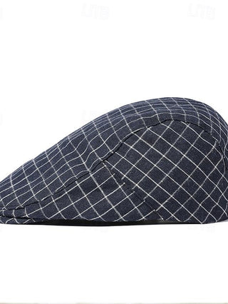 Men'S Flat Cap Ascot Hat Newsboy Hat Black White Cotton Fashion Casual Street Daily Plaid Adjustable Sunscreen Breathable