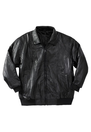 Men'S Big & Tall Embossed Leather Bomber Jacket