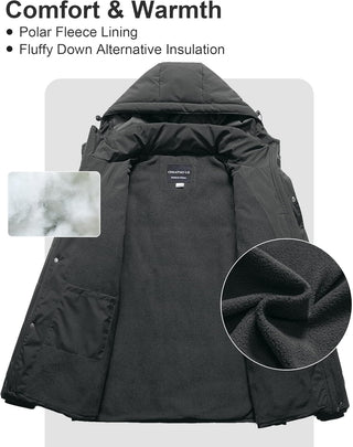 Big and Tall Men's Waterproof Bubble Coat Puffy Ski Parka