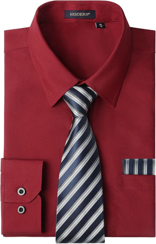 Big Men's Dress Shirt with Matching Tie and Handkerchief Set