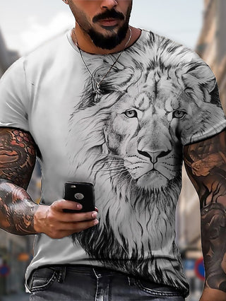 Big Men's T Shirt Tee Lion Graphic Prints Crew Neck plus Size Apparel Designer Big and Tall