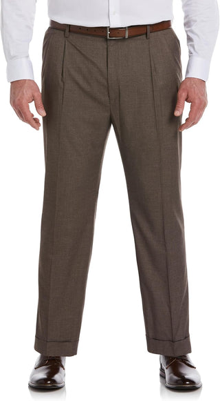 Big Men's  No Iron Pleated Gabardine Pants with Expandable Waistband