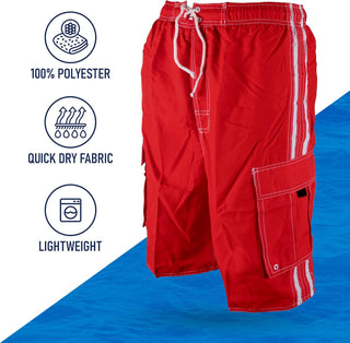 Big Mens Cargo Microfiber Beach Swim Trunks