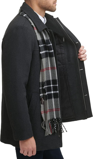 Big Mens Wool Blend Coat with Scarf