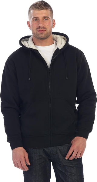 Big Mens Heavyweight Sherpa Lined Fleece Hoodie Jacket