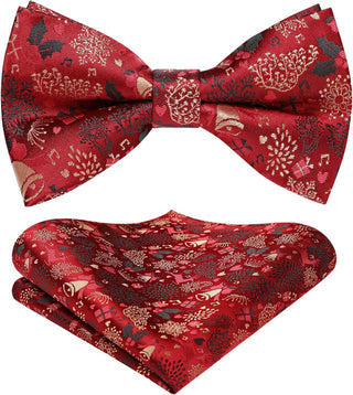 Christmas Bow Tie and Pocket Square Set