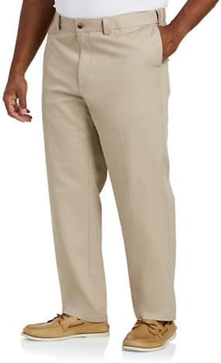 Men's Big and Tall Flat-Front Twill Pants for Work