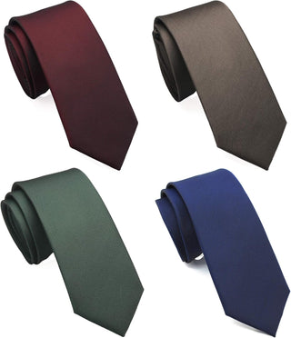 Skinny Solid Ties for Men, 4 Pack