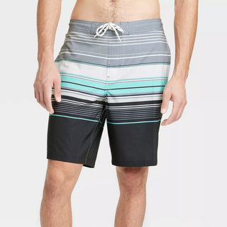 Men'S 9" Striped E-Board Swim Shorts - Goodfellow & Co Charcoal Gray