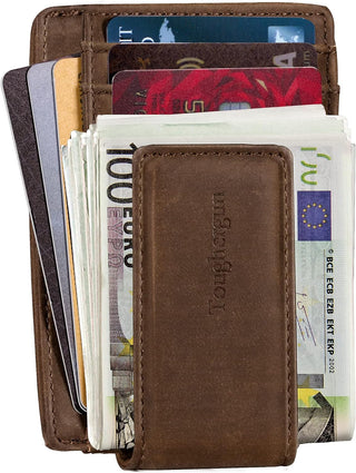 Leather Magnetic Front Pocket Money Clip Wallet