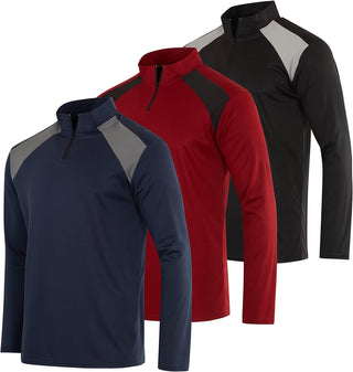 Big Men's Mesh Long Sleeve Athletic Quarter Zip Pullover - 3 Pack