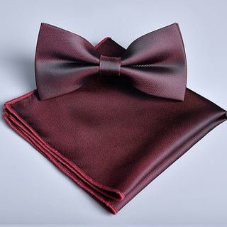 Men'S Bow Tie Pocket Squares Handkerchiefs Neckties Bowtie Pre-Tied Bow Plain Wedding Birthday Party