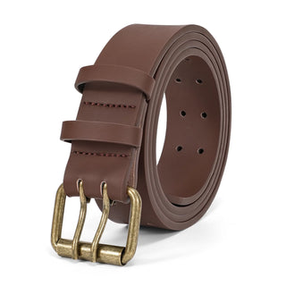 Leather Belt for Men, Mens Double Prong Casual Leather Belts for Jeans