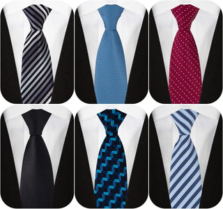 Men's Necktie Classic Silk Tie Woven Jacquard Neck Ties 6 PCS