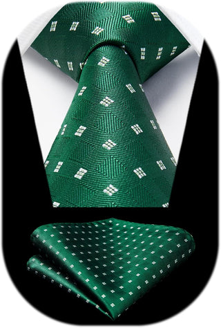 Plaid Checkered Tie Handkerchief Woven Classic Formal Men'S Necktie & Pocket Square Set