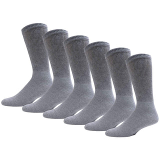 6 Pairs of Big and Tall Diabetic Cotton Neuropathy Crew Socks (White, Sock Size 13-16)