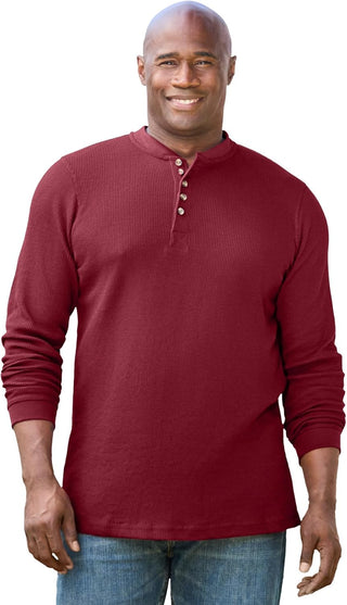 Big Men's Waffle-Knit Thermal Henley Tee