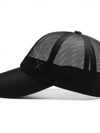 Men'S Baseball Cap Sun Hat Trucker Hat Black Navy Blue Polyester Mesh Fashion Casual Street Daily Plain Adjustable Sunscreen Breathable