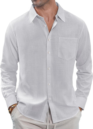 Big Men Linen Shirts Casual Button down