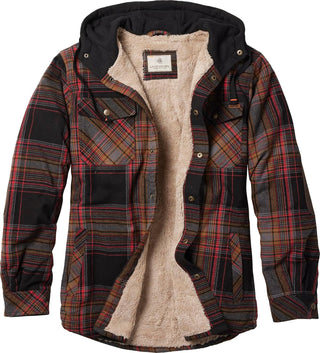 Big Mens Lined Hooded Flannel Shirt Jacket