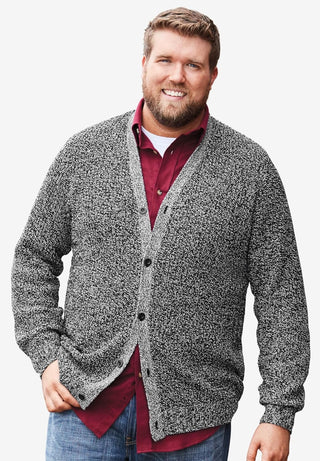 Shaker Knit V-Neck Cardigan Sweater for Big and Tall Men