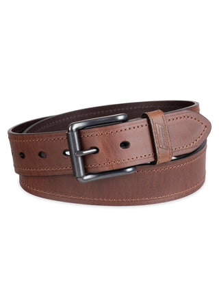 Men'S Casual Black Leather Work Belt with Roller Buckle (Regular and Big & Tall Sizes)