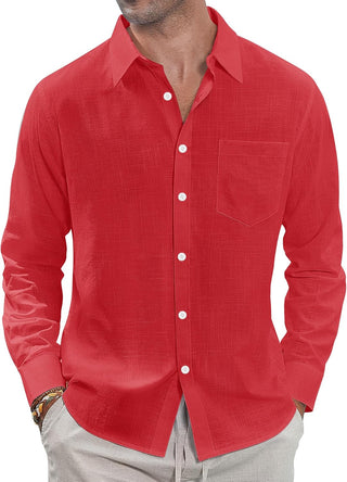 Big Men Linen Shirts Casual Button down