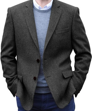 Big Men's Herringbone Tweed Blazer 