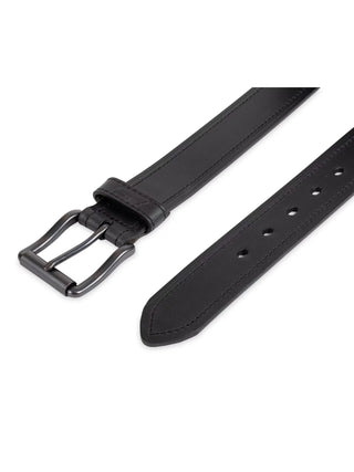 Men'S Casual Black Leather Work Belt with Roller Buckle (Regular and Big & Tall Sizes)