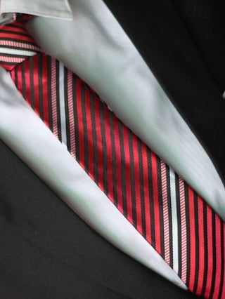 1Pc Man Necktie Red Stripe Width 8Cm Bridegroom Groomsman Tie Business Manager Tie