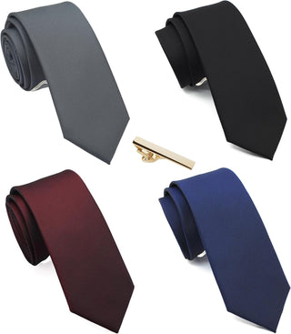 Skinny Solid Ties for Men, 4 Pack