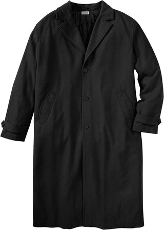 Big Mens Wool-Blend Long Overcoat