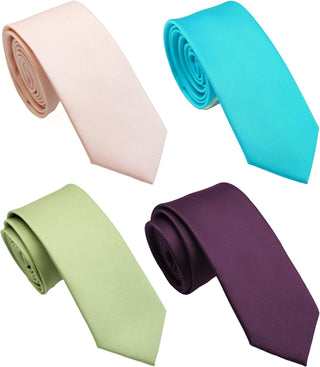 Skinny Solid Ties for Men, 4 Pack