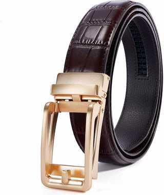 Big Leather Ratchet Dress Belt Big and Tall with Automatic Buckle